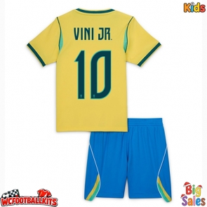 Brazil Vinicius Junior #10 Replica Home Stadium Kit for Kids World Cup 2026 Short Sleeve (+ pants)